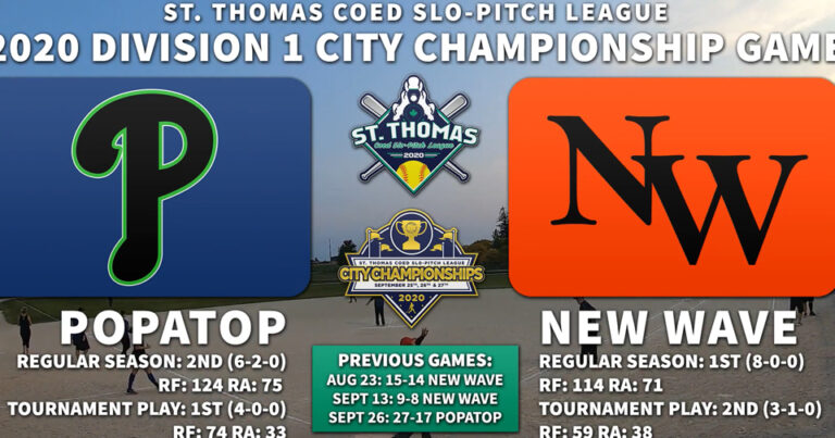 2020 St. Thomas Coed Slo-Pitch League Division 1 City Championship Game- New Wave vs PopATop